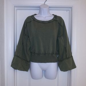 Free People Movement Green Bell Sleeve Sweatshirt